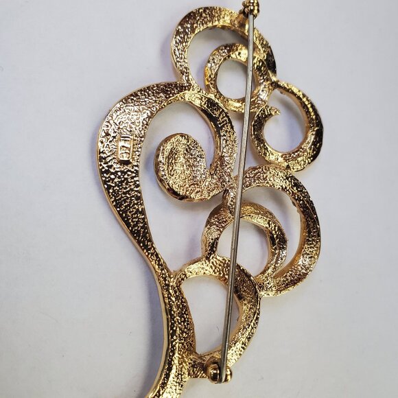 Signed Fifth Ave Collection Butler Clear Rhinestone Swirl Design Brooch Pin - Picture 6 of 9